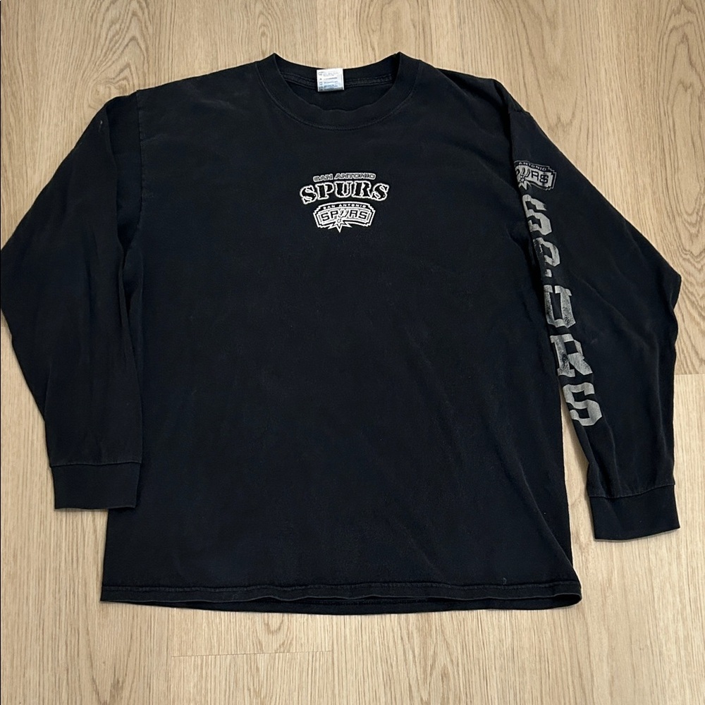Vintage San Antonio Spurs Black Long Sleeve NBA Shirt size Large